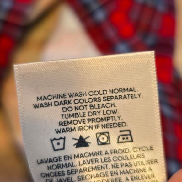 Lands End Mock Neck Shirt Womens S Red Blue Plaid Festive Season Winter Wardrobe - Picture 6 of 7